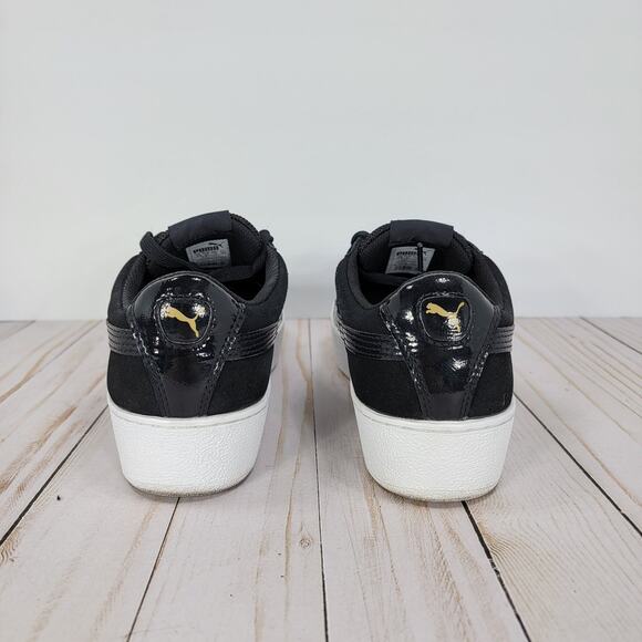 PUMA Women's Vikky Platform Sneakers Black Suede Size 10 - Picture 4 of 5